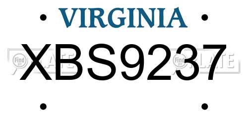 XBS9237 Virginia License Plate