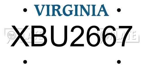 XBU2667 Virginia License Plate