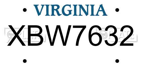 XBW7632 Virginia License Plate