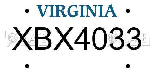XBX4033 Virginia License Plate