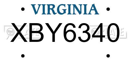 XBY6340 Virginia License Plate