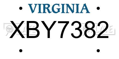 XBY7382 Virginia License Plate