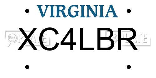 XC4LBR Virginia License Plate