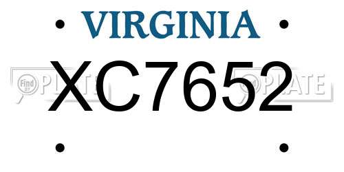 XC7652 Virginia License Plate