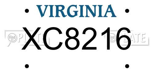 XC8216 Virginia License Plate