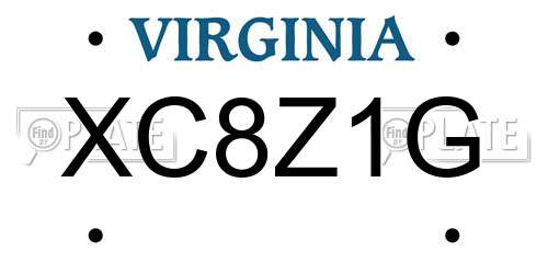 XC8Z1G Virginia License Plate