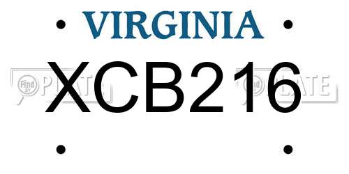 XCB216 Virginia License Plate