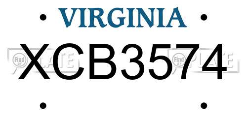 XCB3574 Virginia License Plate