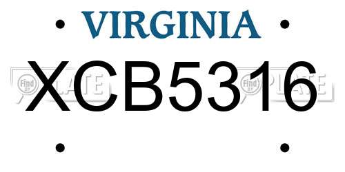 XCB5316 Virginia License Plate