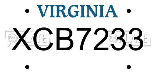 XCB7233 Virginia License Plate