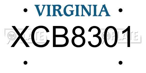 XCB8301 Virginia License Plate