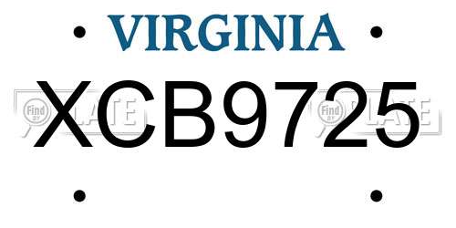 XCB9725 Virginia License Plate