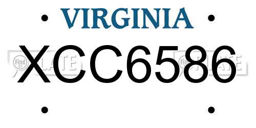 XCC6586 Virginia License Plate