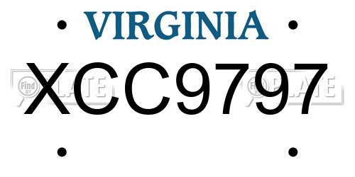 XCC9797 Virginia License Plate