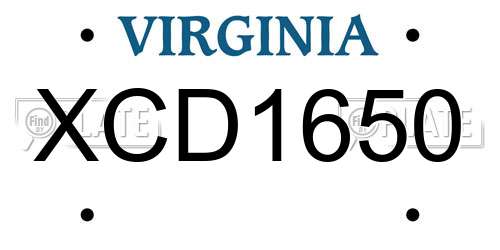 XCD1650 Virginia License Plate