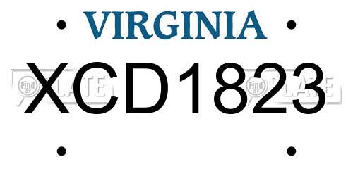 XCD1823 Virginia License Plate