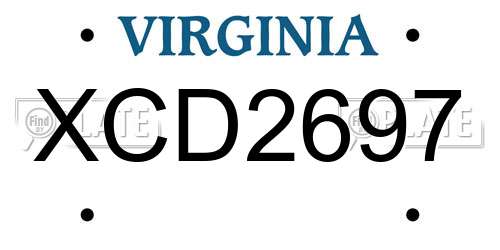 XCD2697 Virginia License Plate