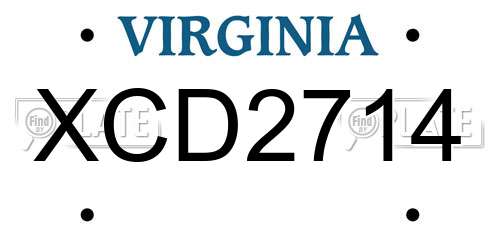 XCD2714 Virginia License Plate
