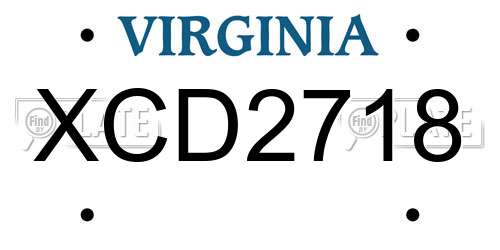 XCD2718 Virginia License Plate