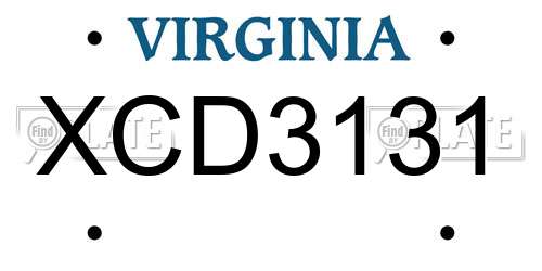 XCD3131 Virginia License Plate