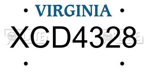 XCD4328 Virginia License Plate