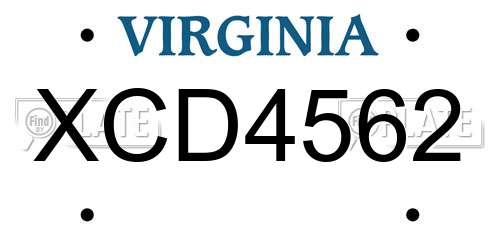 XCD4562 Virginia License Plate