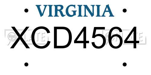 XCD4564 Virginia License Plate