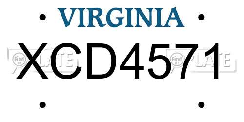 XCD4571 Virginia License Plate