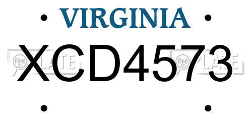 XCD4573 Virginia License Plate