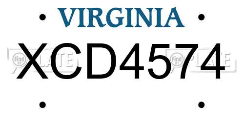 XCD4574 Virginia License Plate