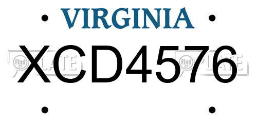 XCD4576 Virginia License Plate
