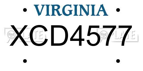 XCD4577 Virginia License Plate