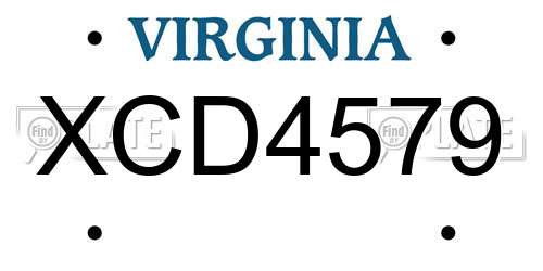 XCD4579 Virginia License Plate