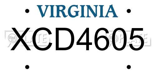 XCD4605 Virginia License Plate