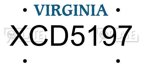 XCD5197 Virginia License Plate