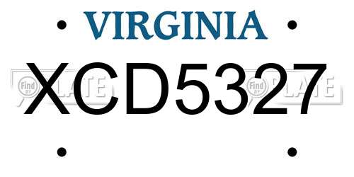 XCD5327 Virginia License Plate