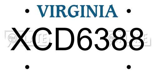 XCD6388 Virginia License Plate