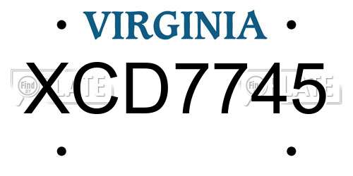 XCD7745 Virginia License Plate
