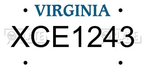 XCE1243 Virginia License Plate