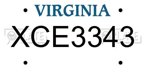 XCE3343 Virginia License Plate
