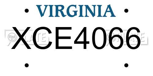XCE4066 Virginia License Plate