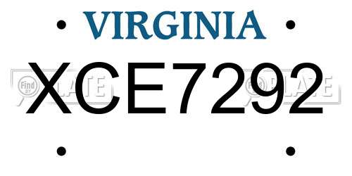 XCE7292 Virginia License Plate