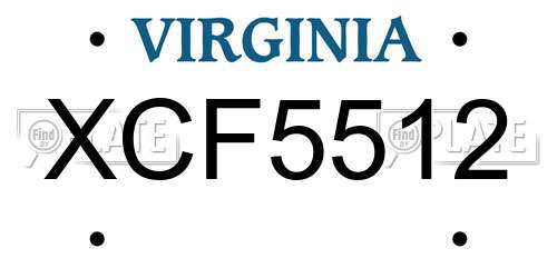 XCF5512 Virginia License Plate