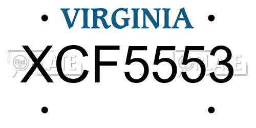 XCF5553 Virginia License Plate