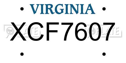 XCF7607 Virginia License Plate