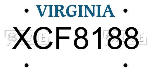 XCF8188 Virginia License Plate