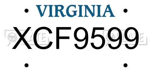 XCF9599 Virginia License Plate