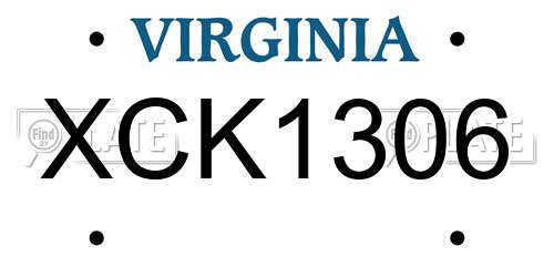 XCK1306 Virginia License Plate