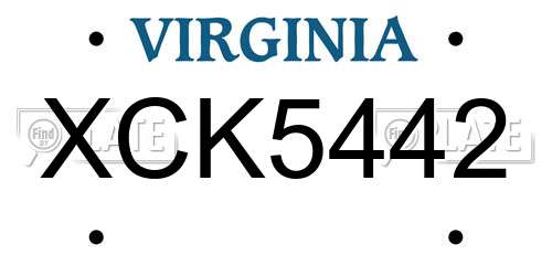 XCK5442 Virginia License Plate