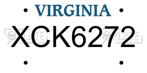 XCK6272 Virginia License Plate